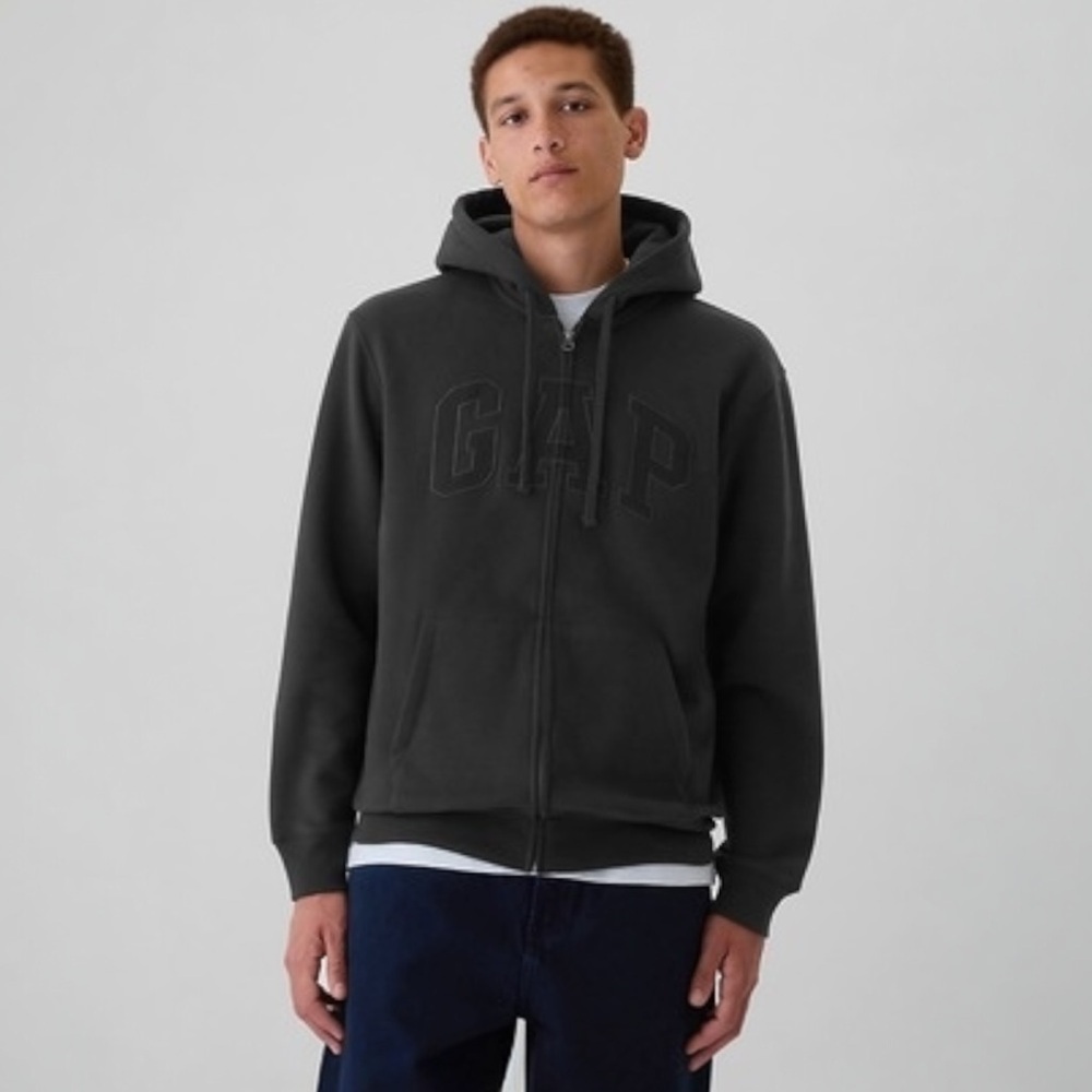GAP Adult Vintage Soft Arch Logo Full-Zip Hoodie Black Size XS
